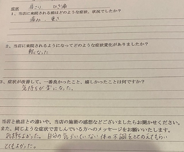 アンケート用紙