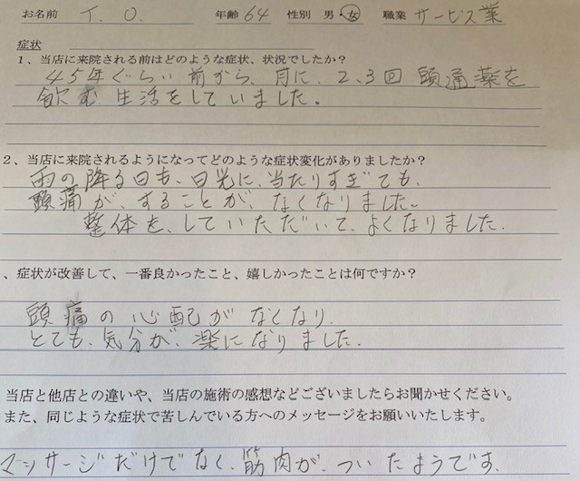 アンケート用紙